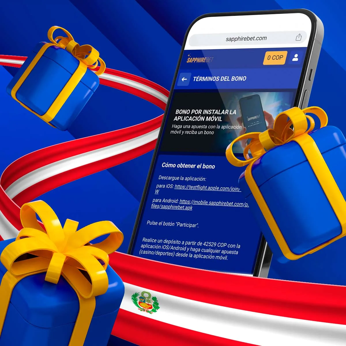 ¿Cómo consigo un bono de instalación de app en Sapphirebet Perú?