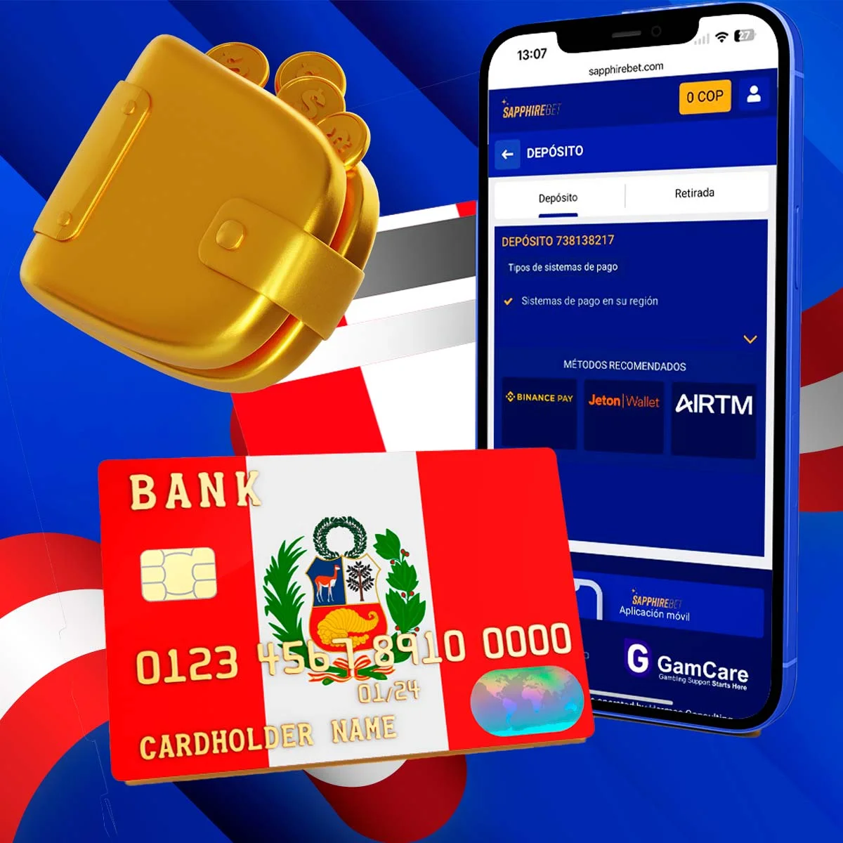 Métodos de pago disponibles para depositar a través de la aplicación Sapphirebet