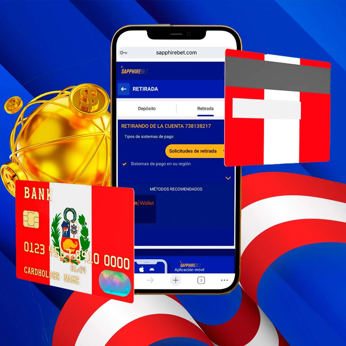 Métodos de pago disponibles para retiradas a través de la aplicación Sapphirebet